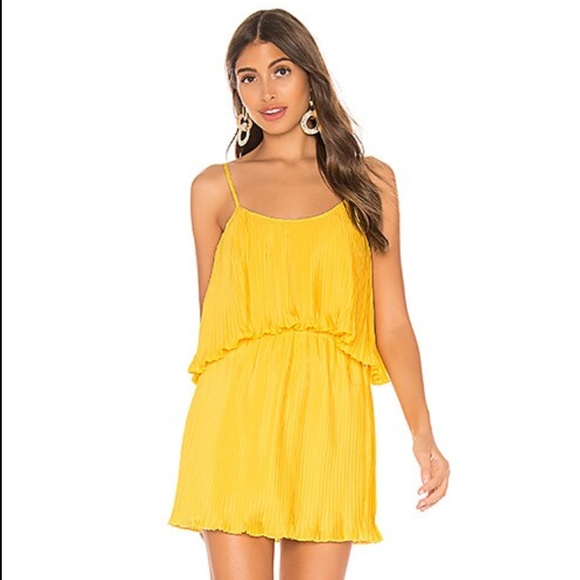 REVOLVE superdown Tawnie Cami Dress in Yellow Vibrant Pleated Sleeveless Size S - Picture 2 of 13